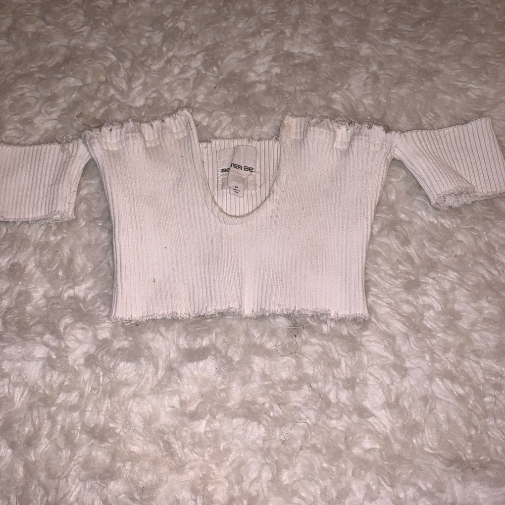 White v cut crop top